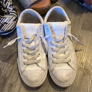 All white nike converse